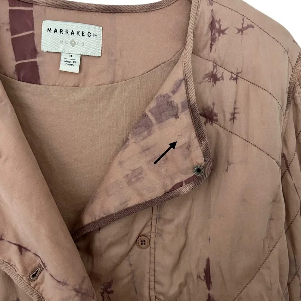 Marrakech Anthropologie Soft Quilted Tie Dye Bomber Moto Jacket NWT (M)